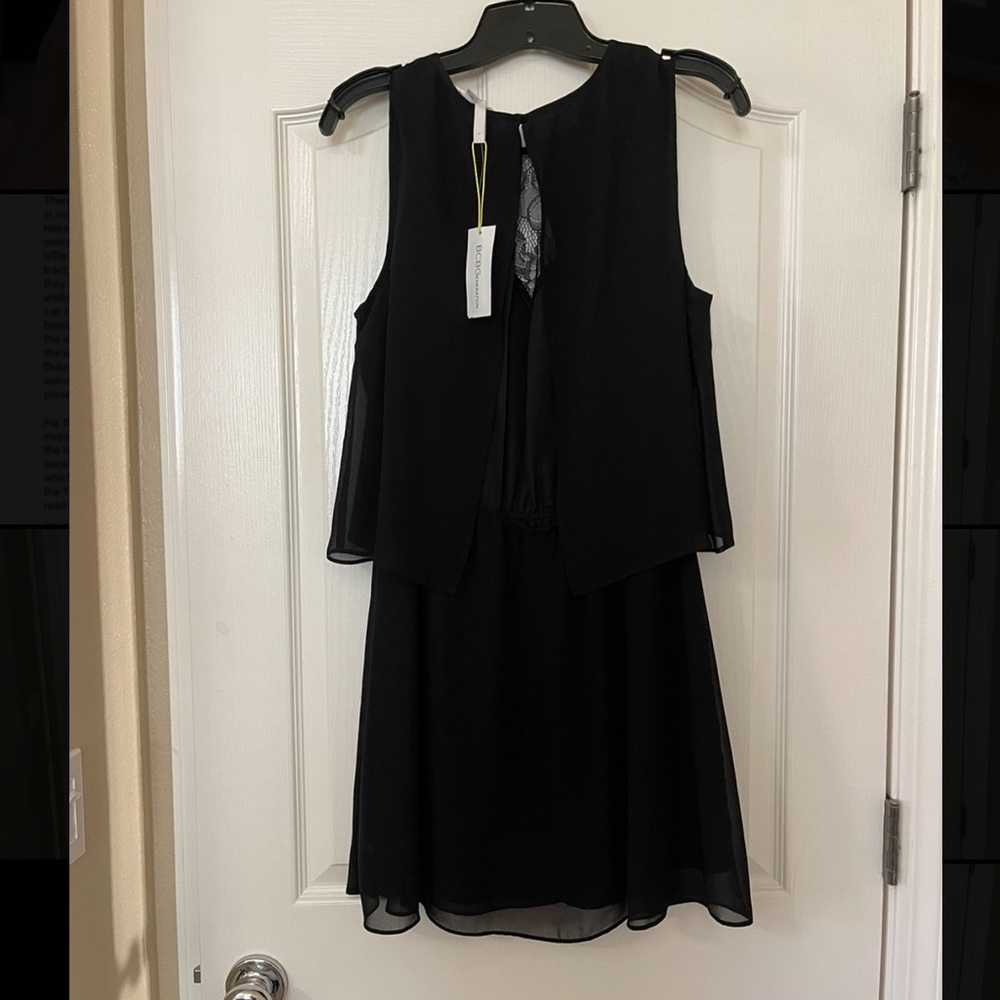 BCBG, short, black dress.